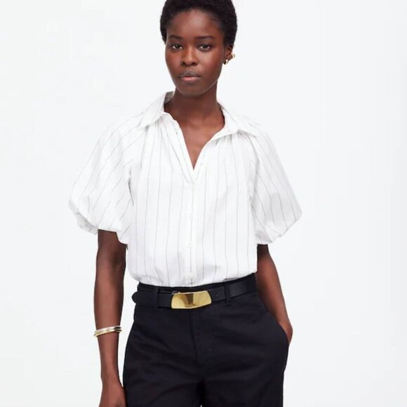 NWT Madewell Shirred Bubble-Sleeve Button-Up Shirt - Size: XXS - Picture 1 of 14